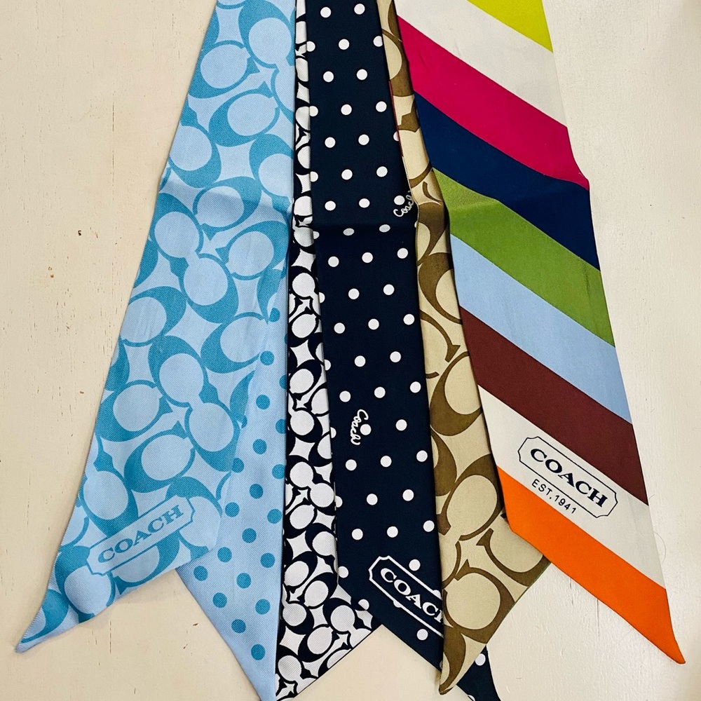 LIKE NEW Coach Silk Skinny Scarves (Set of 3) - Picture 2 of 7